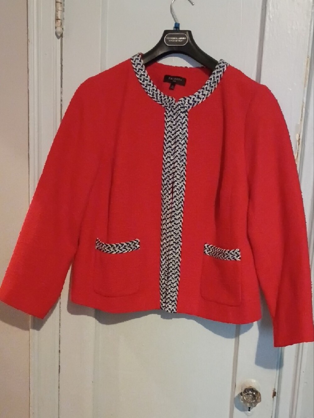 Talbots Bright Red Textured Lady Jacket